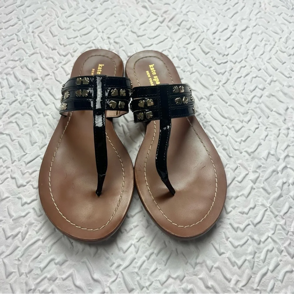 Kate Spade Carol Thong Sandals 7 Patent Leather